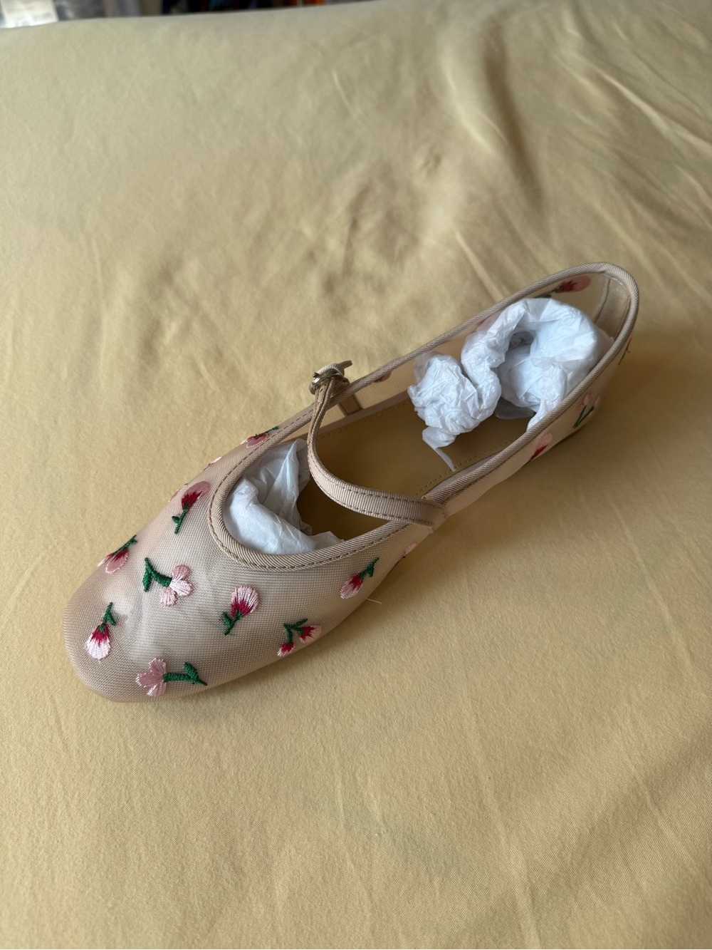 J. Crew Pink Embroidered Floral Mary Jane Flats - Picture 4 of 6